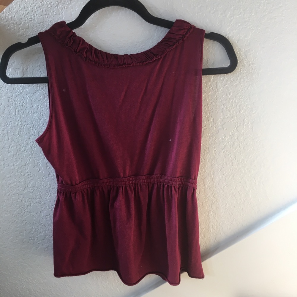 Anthropologie Deletta Burgundy Top Small - Picture 2 of 5